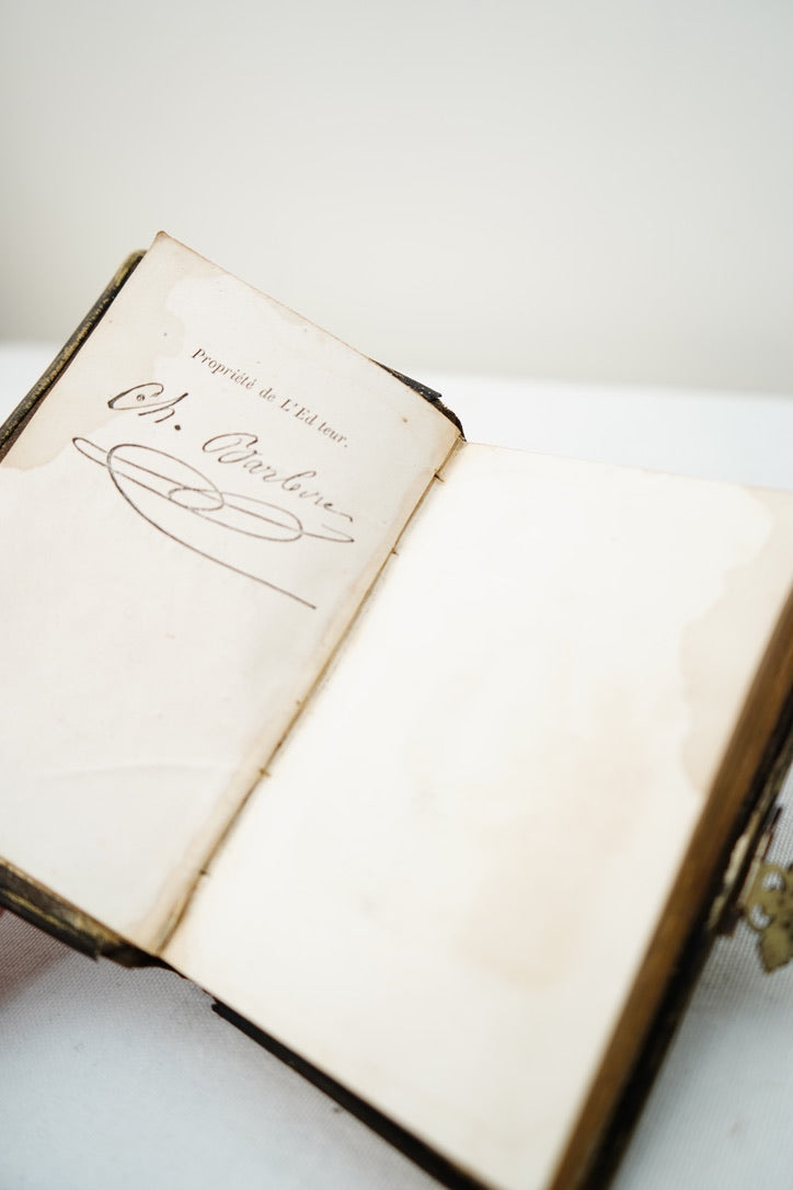 Miniature French Catholic Prayer Book Recueil de Prières Miniature with Clasp and Gilt Edges