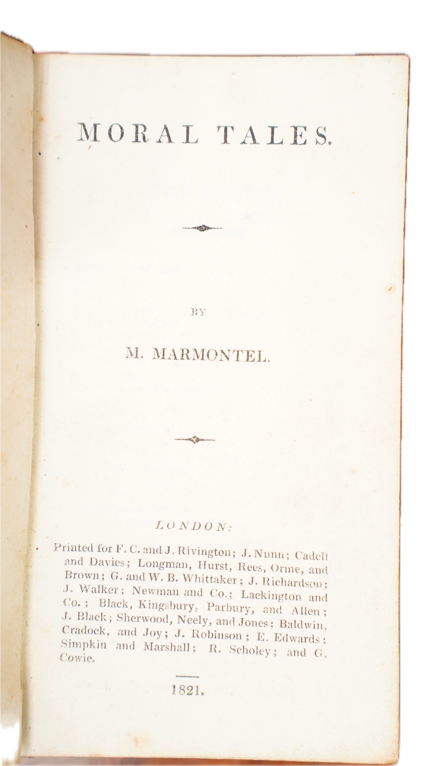 Antique Marmontel Moral Tales 1821 Full Calf Binding
