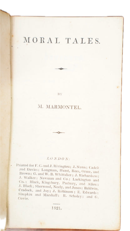 Antique Marmontel Moral Tales 1821 Full Calf Binding
