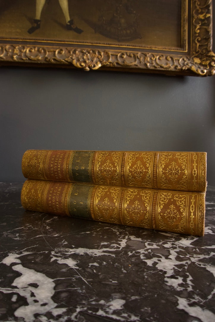 1868 " Historical Characters " Brown Half Leather Book