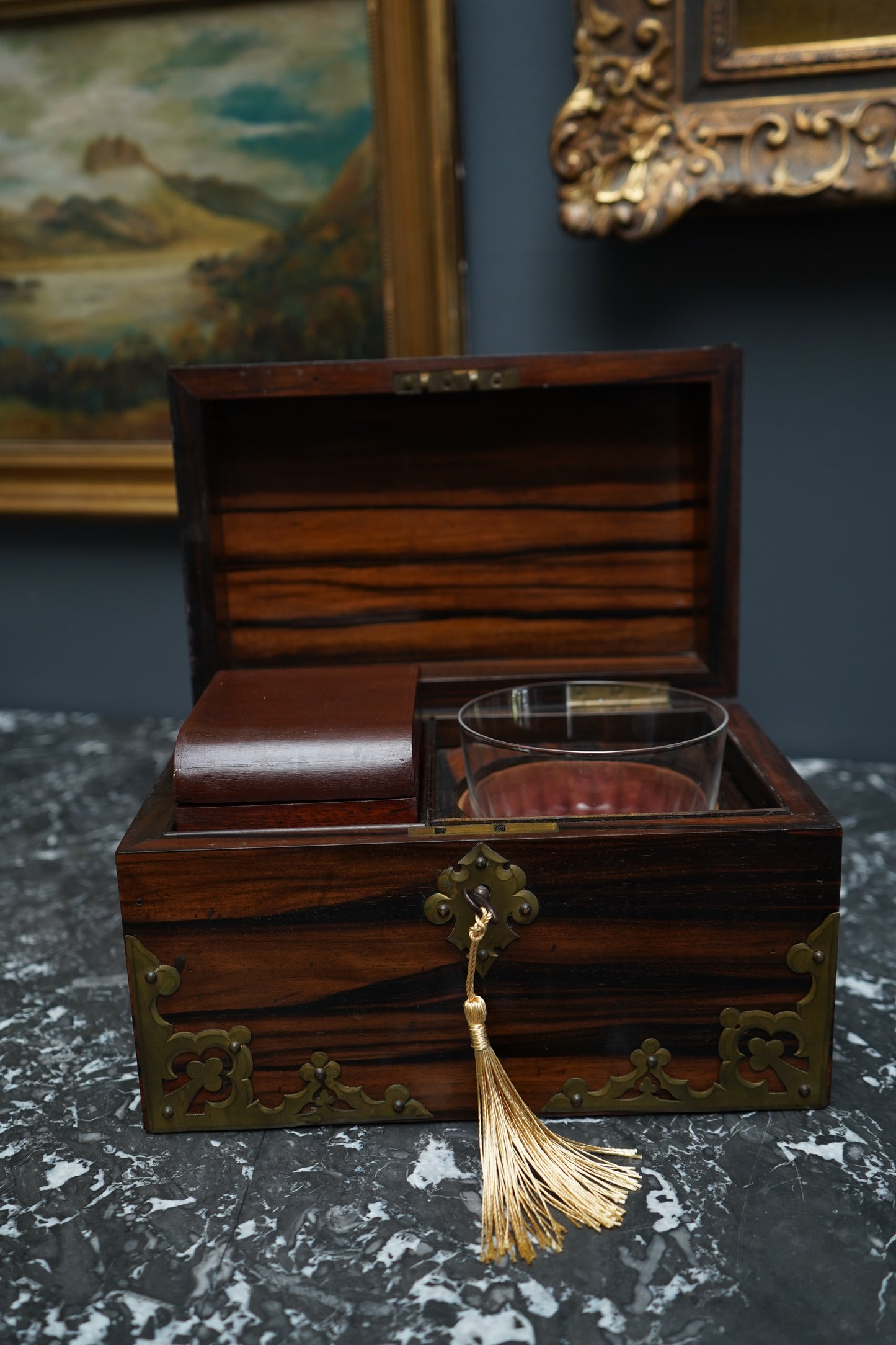 Antique Georgian Rosewood Domed Tea Caddy with Brass Mounts, Circa 1820-1830