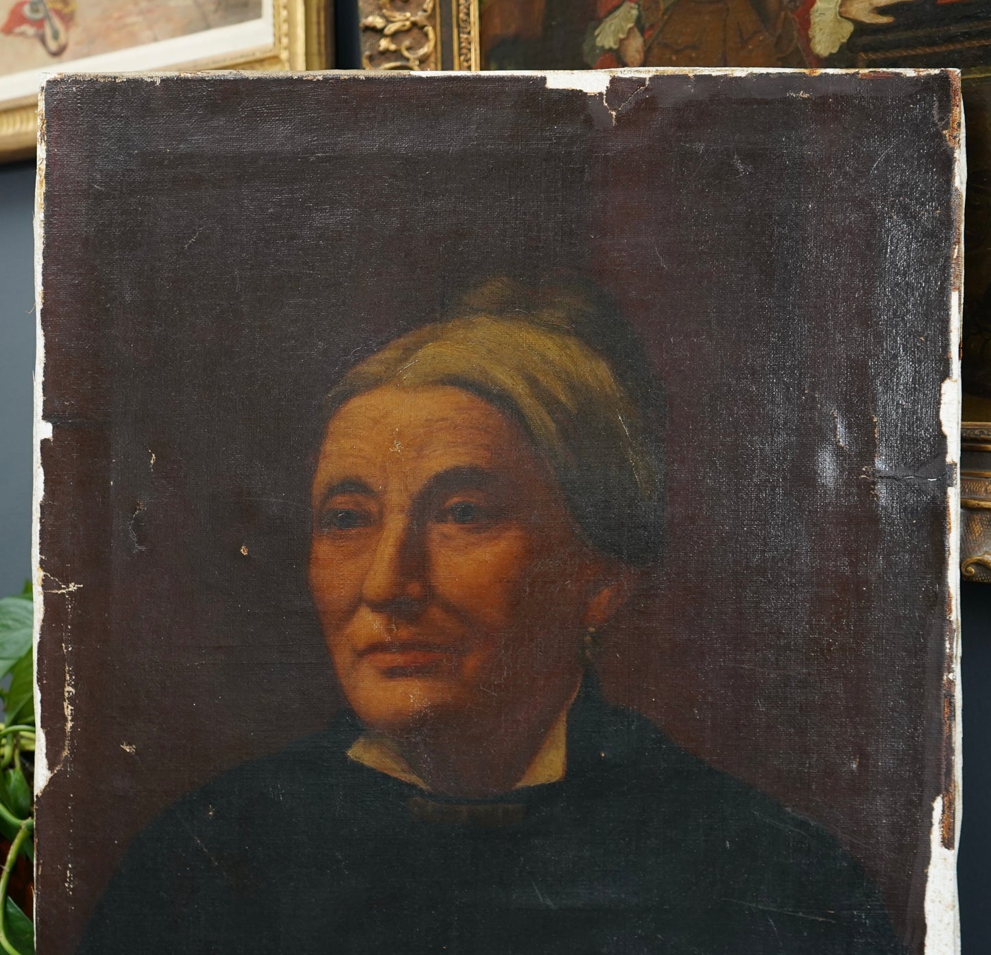 Signed Antique Portrait – 1892 Oil on Canvas, Victorian Woman, 18” x 22”