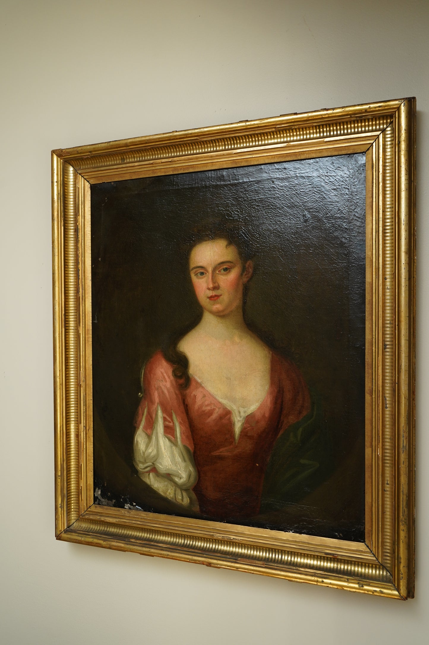 18th Century Georgian Portrait Oil on Canvas Painting, c. 1720–1740