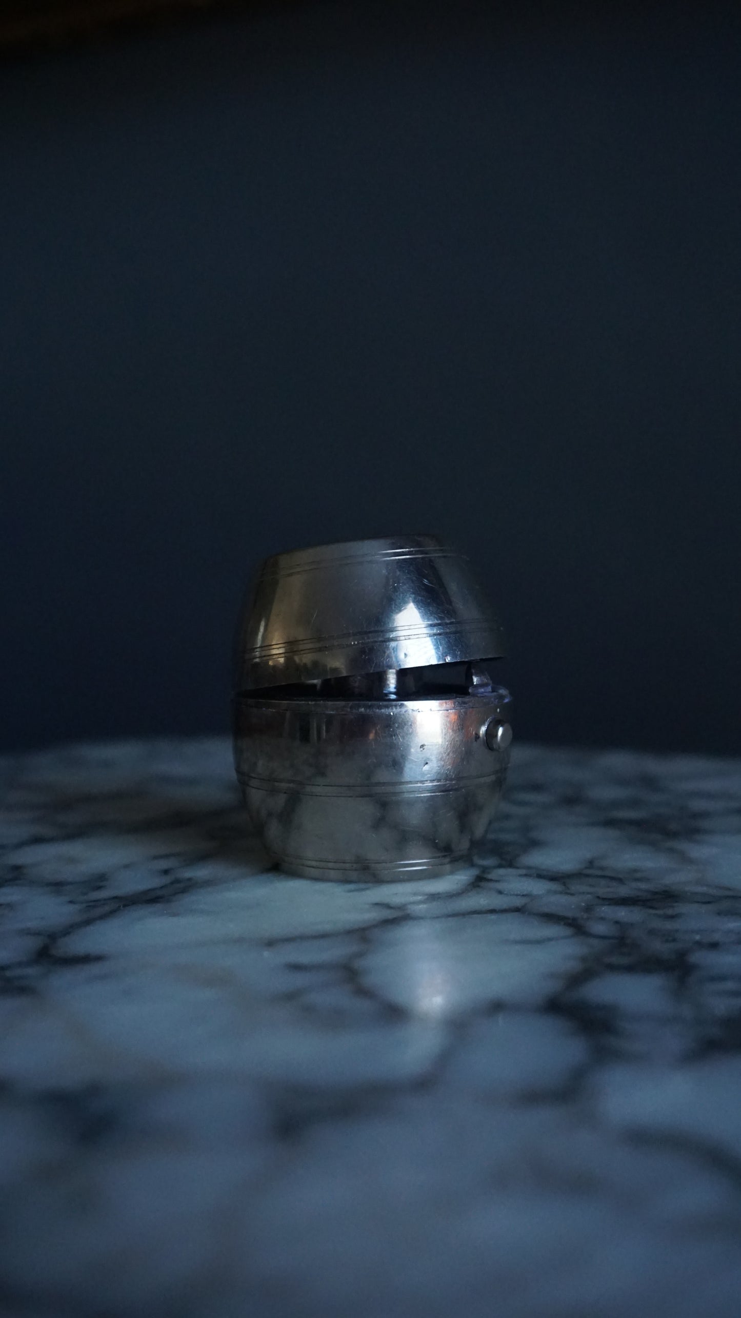 Antique Silver Plated Barrel Travel Inkwell with Glass Liner | Victorian to Edwardian Era Portable Ink Pot