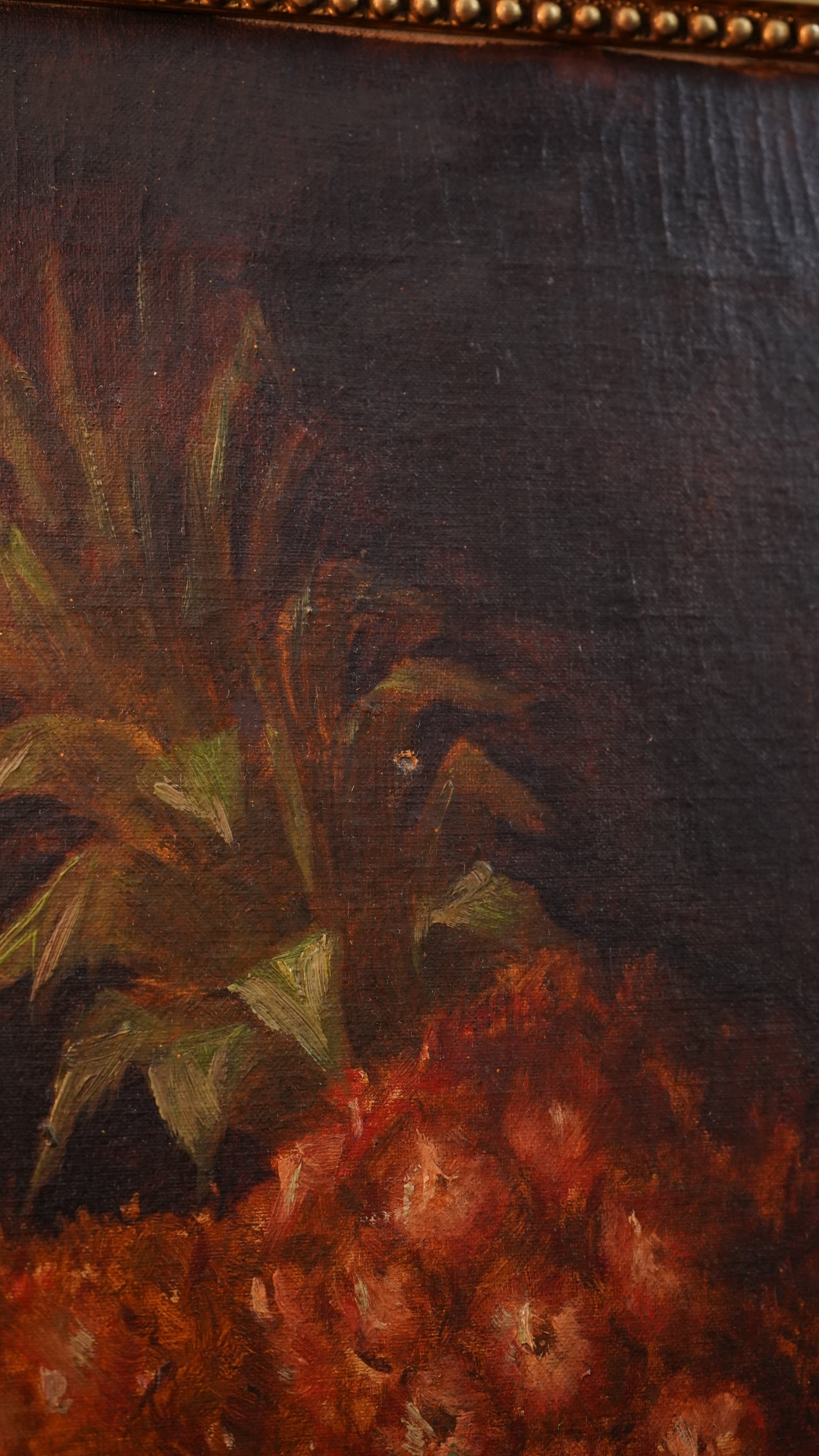 Antique European Still Life Oil Painting with Pineapple and Citrus in Gilded Frame