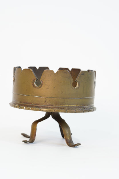 WWI Trench Art Brass Shell Base Holder Stand Dated 1912 Antique Military Decor