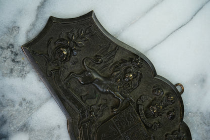 Antique British Royal Coat of Arms Brass Wall Plaque | c1900