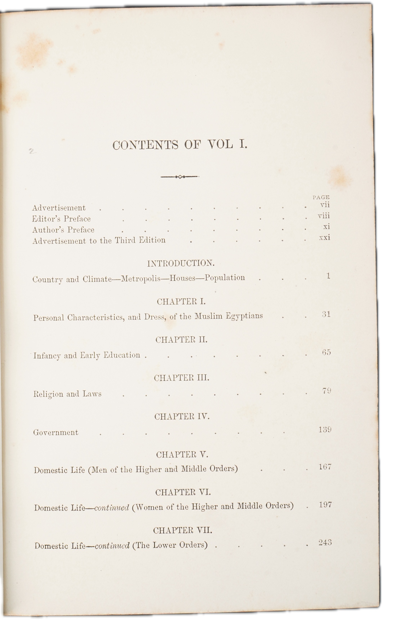 1871 Edward William Lane Manners and Customs of the Modern Egyptians
