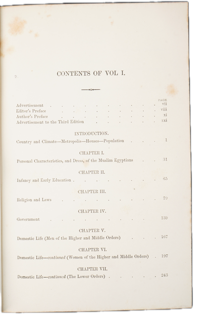 1871 Edward William Lane Manners and Customs of the Modern Egyptians