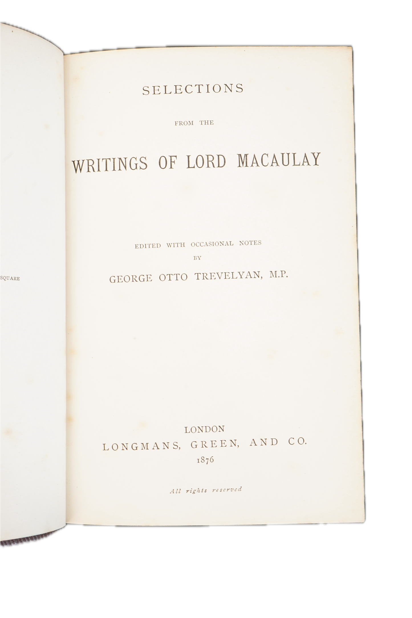 1876 Trevelyan Macaulay Selections