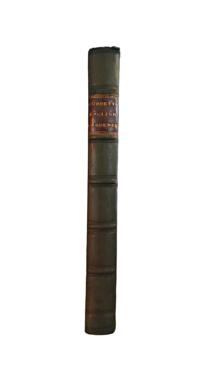 Antique 1838 "The English Gardener" Half Dark Green Leather Book, Highly Illustrated with Fold Out