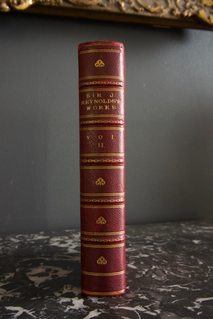 1883 Vol. 2 "The Literary Works of Sir Joshua Reynolds" Red Full Leather Book