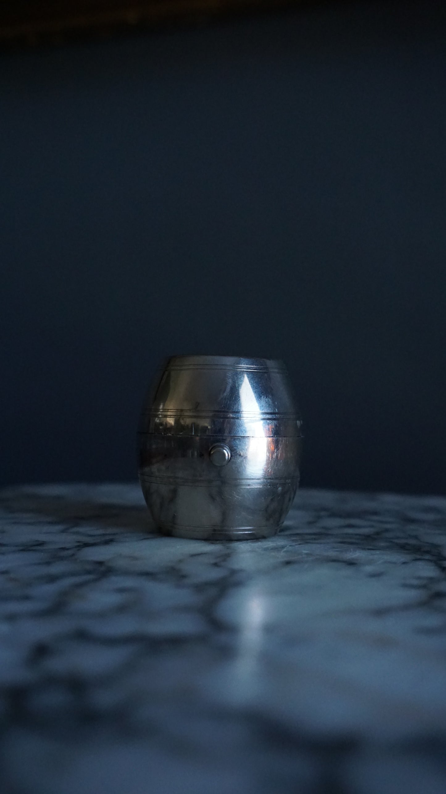 Antique Silver Plated Barrel Travel Inkwell with Glass Liner | Victorian to Edwardian Era Portable Ink Pot