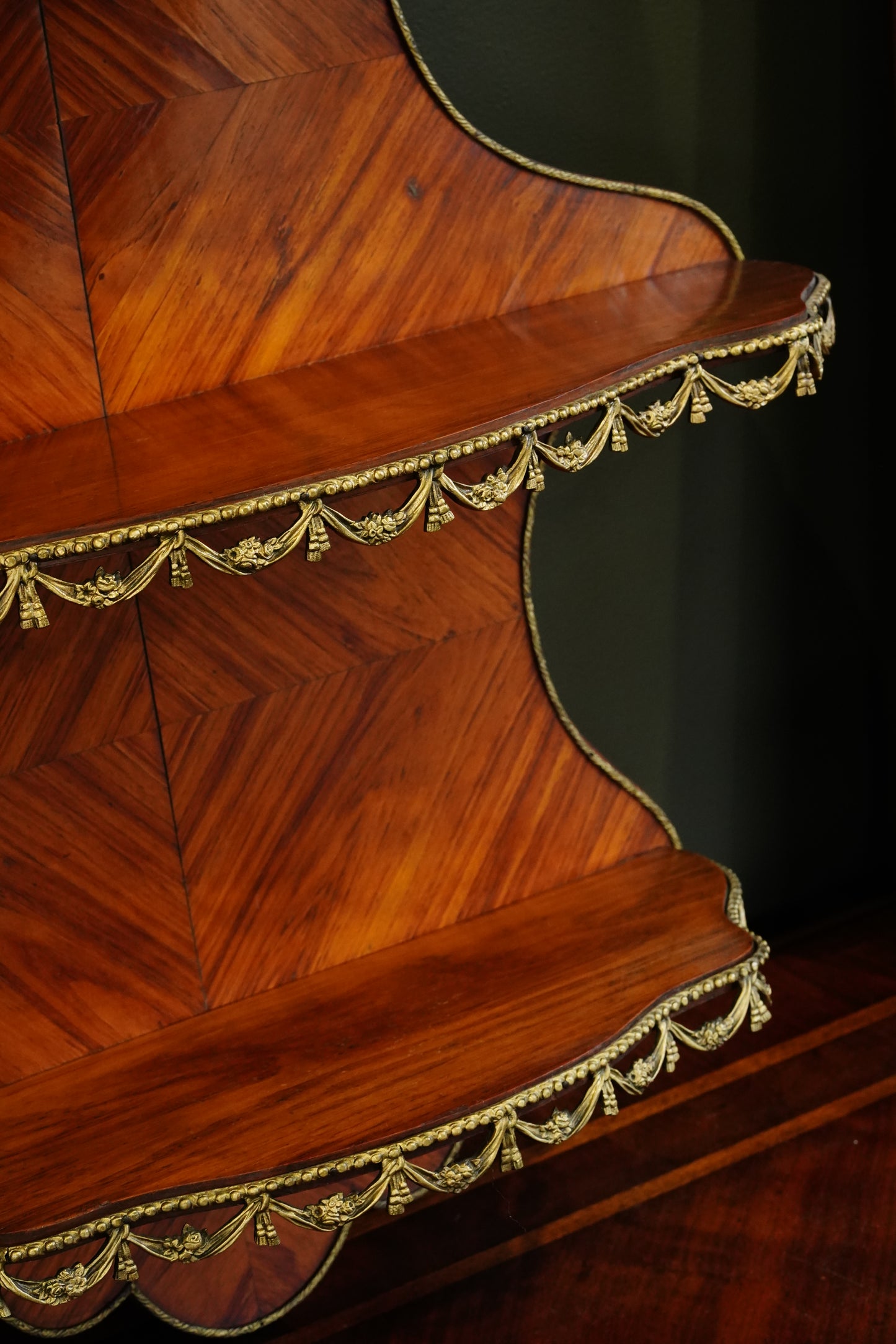 *reserved for Lisa* Antique French Louis XVI Style Wall Shelf Ormolu Mounts c1900