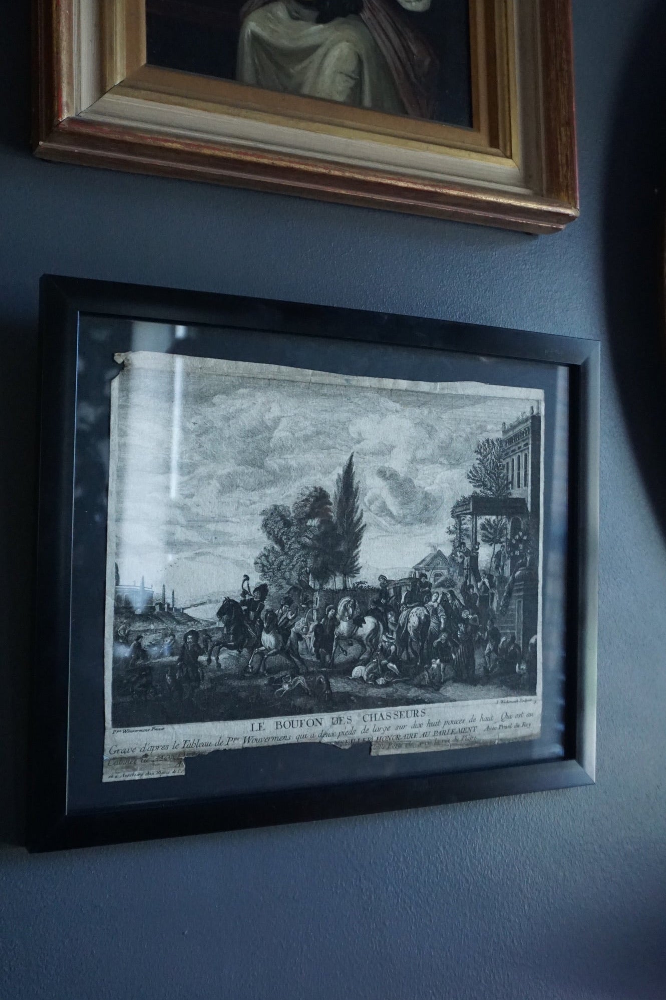 Antique French Engraving “Le Bouton des Chasseurs” After Philips Wouwerman