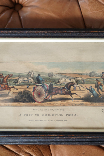 Antique English Coaching Prints, A Trip to Brighton, Set of Four Engravings