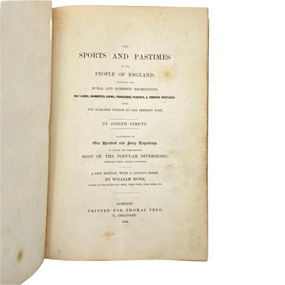 1845 Joseph Strutt Sports & Pastimes of England Green Calf *AS-IS*