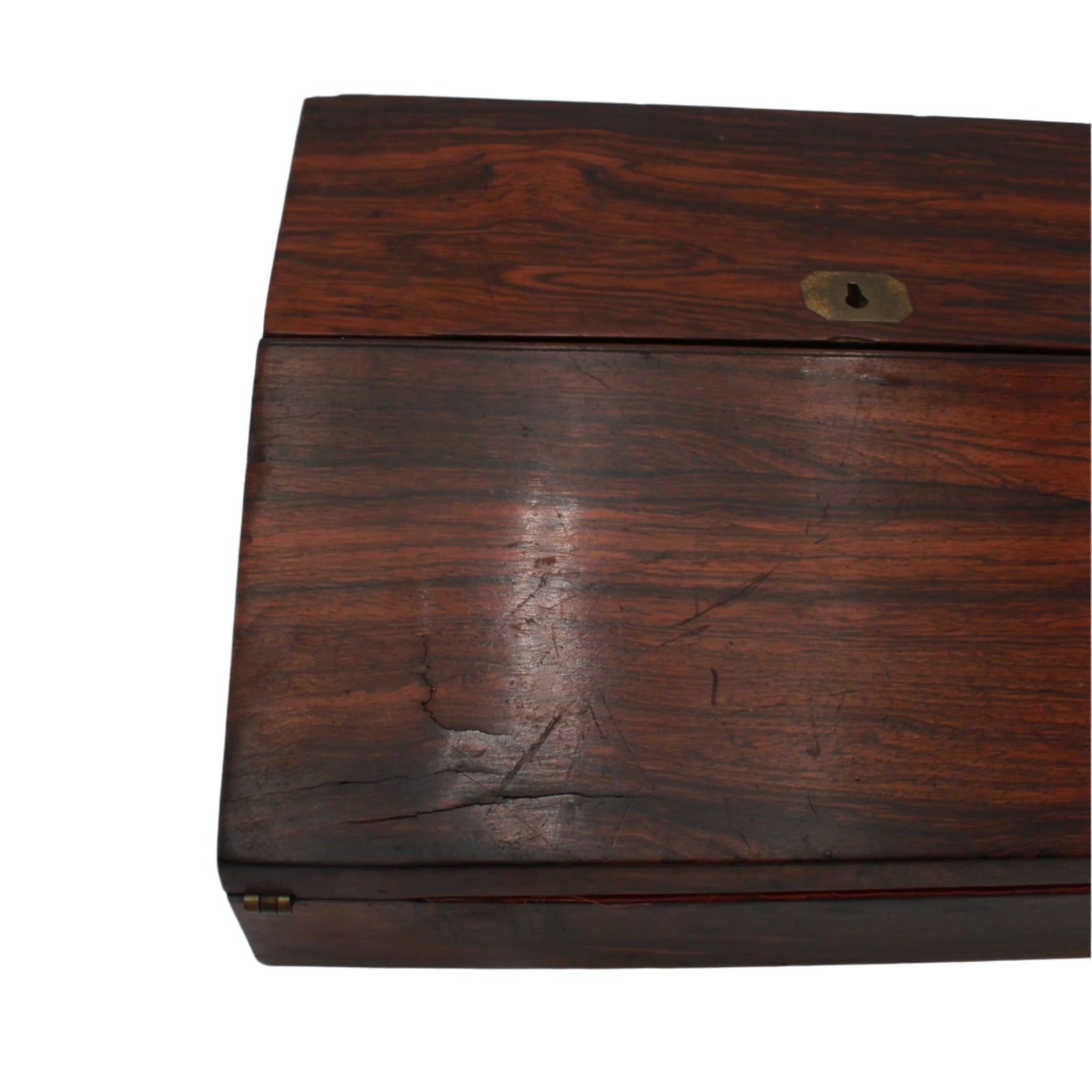 Antique Rosewood Writing Slope with Velvet Writing Surface and Inscriptions, Mid-19th Century