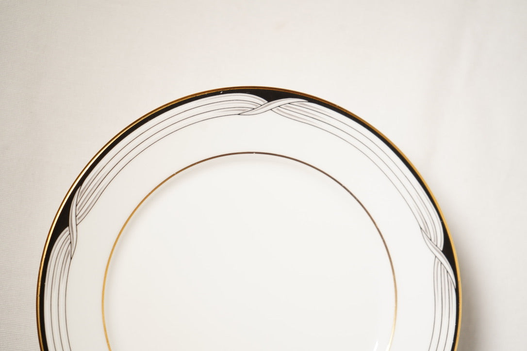 Lenox Black Tie Bread & Butter Plates – Set of 6, 6.5" Ivory China with 24k Gold Trim (Discontinued)