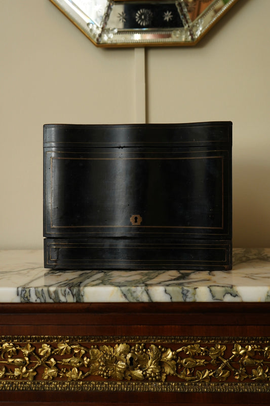 Napoleon III French Ebonized & Brass Inlaid Decanter Box