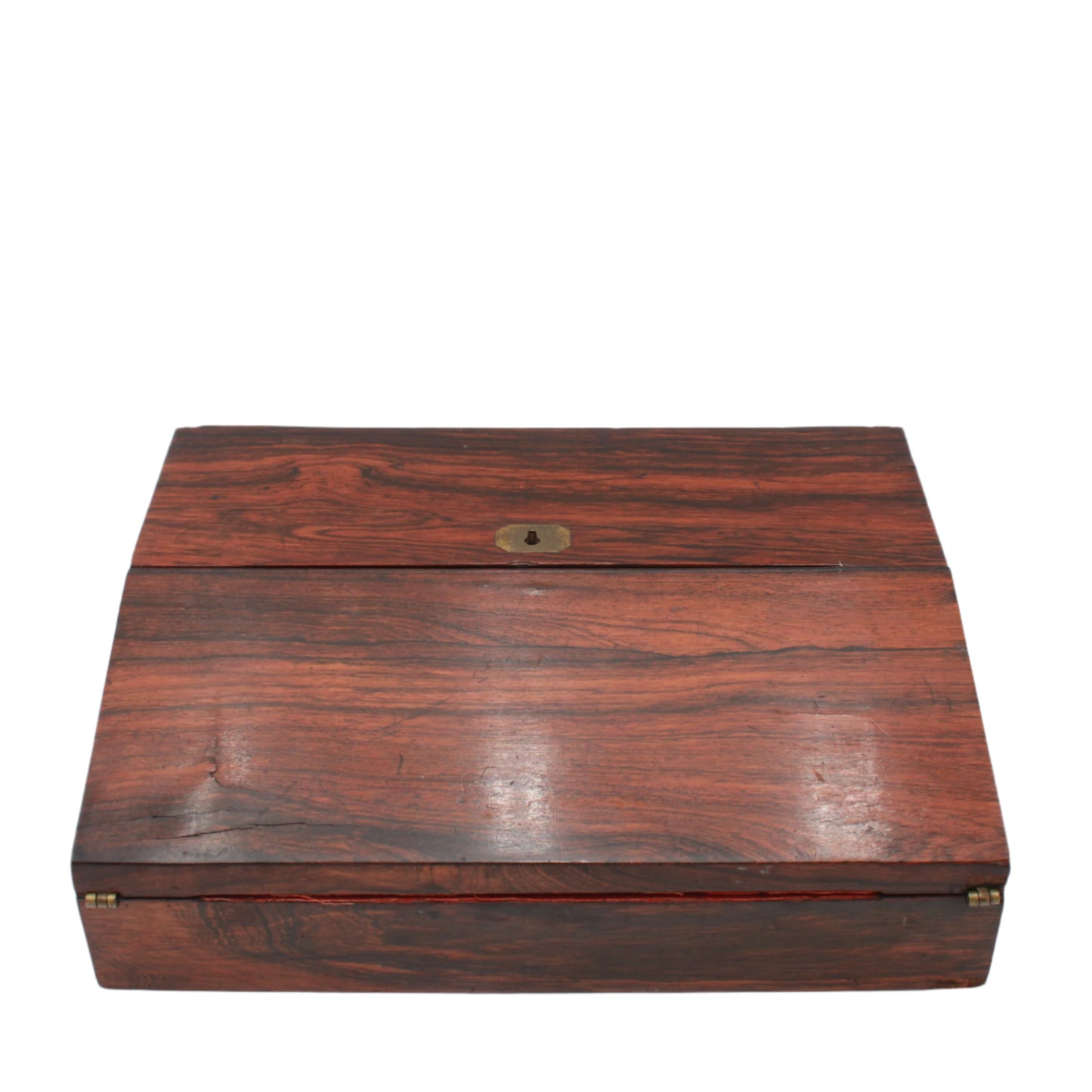 Antique Rosewood Writing Slope with Velvet Writing Surface and Inscriptions, Mid-19th Century