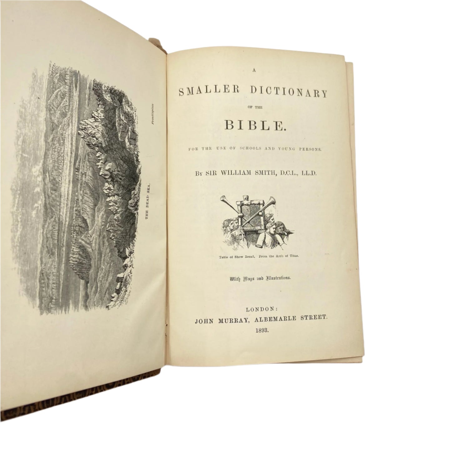 1893 " A Smaller Dictionary of the Bible " Light Brown Full Leather Book