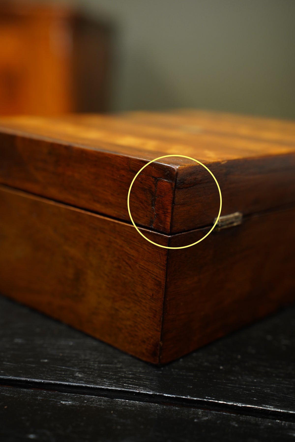 Antique Striped Rosewood Jewelry Box
