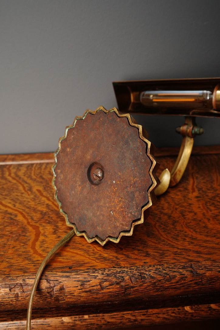 Vintage Brass Adjustable Desk Lamp with Art Deco Profile