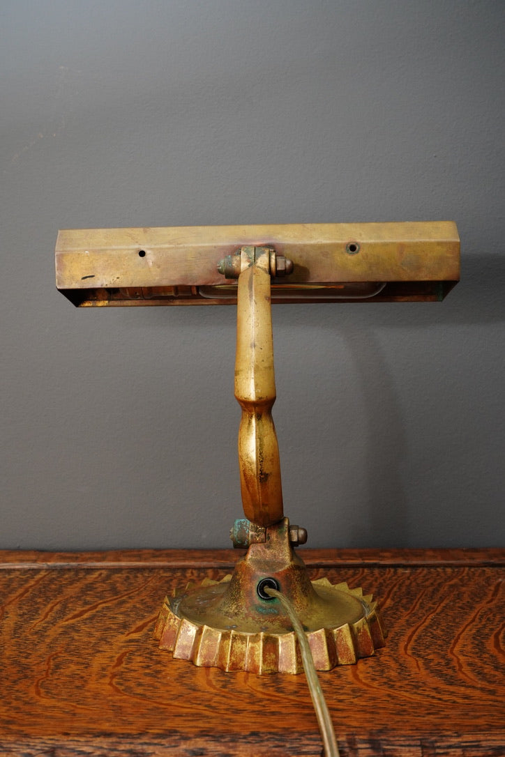Vintage Brass Adjustable Desk Lamp with Art Deco Profile