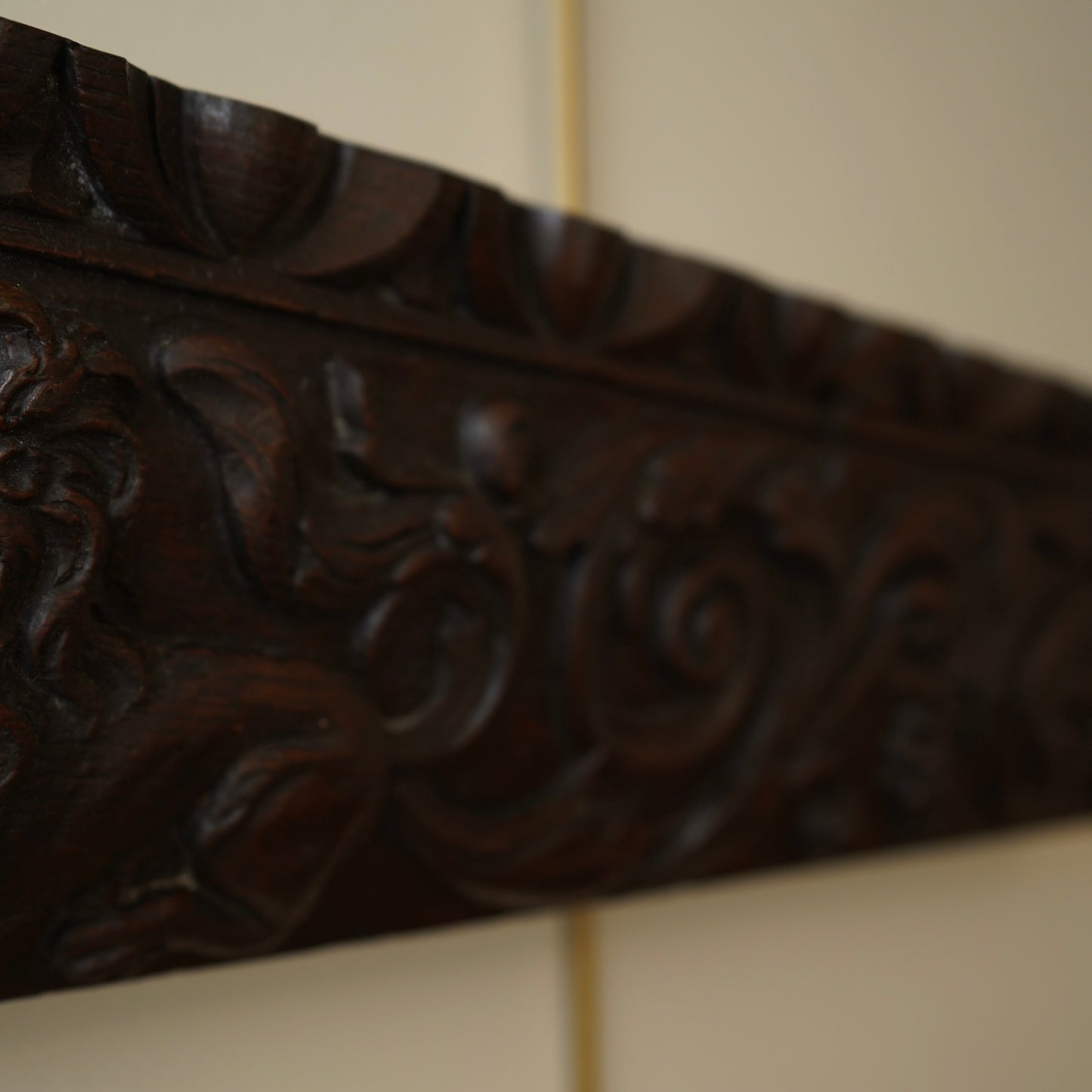 Antique Carved Oak Drawer Front | Renaissance Revival Lion, Grapevine & Acanthus | Architectural Salvage Wall Plaque c.1870–1900