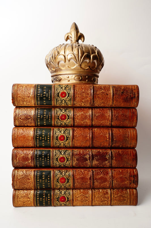Royal History Book Set 1850–1855 Lives of the Princesses of England Complete 6 Volume Leather Bound Set