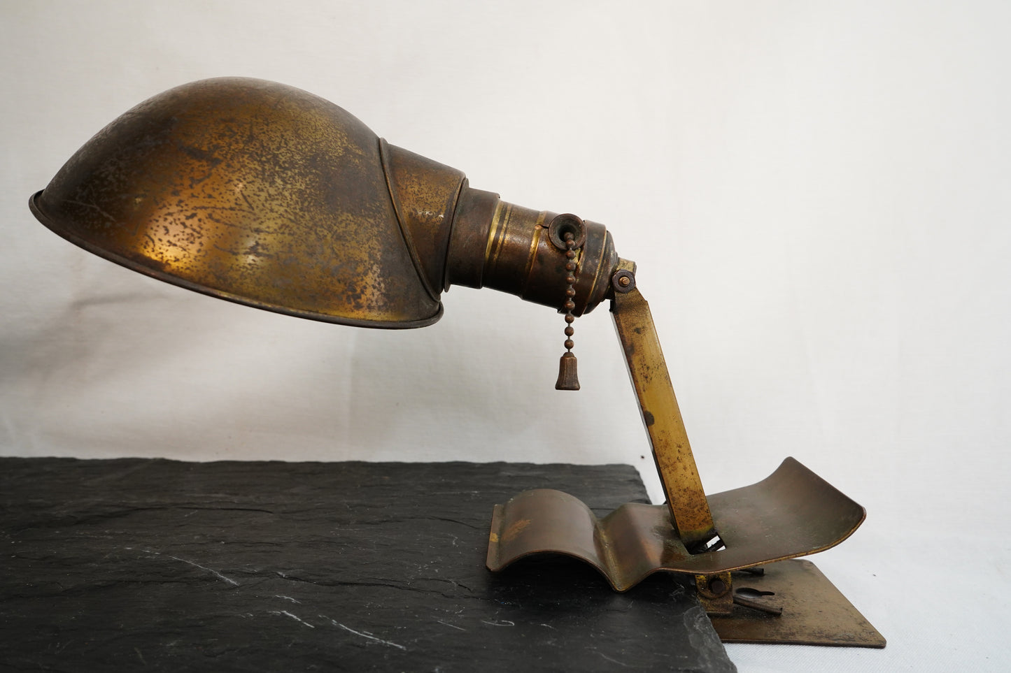 Vintage Brass Industrial Clamp Mount Lamp