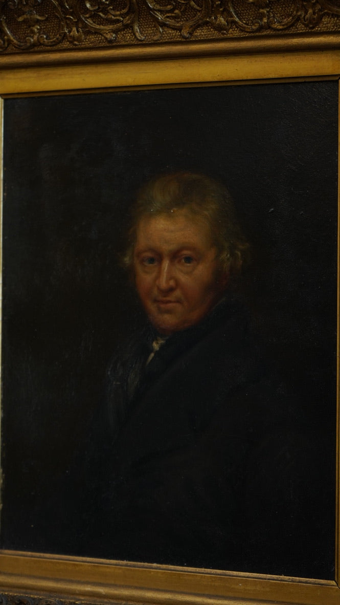 Antique English Portrait of Rev. Robert Clarke Caswall, after John Linnell, Oil on Board Painting
