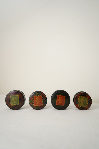 Victorian Scottish Tartanware Stamp Boxes with Queen Victoria Motifs, M'Lean