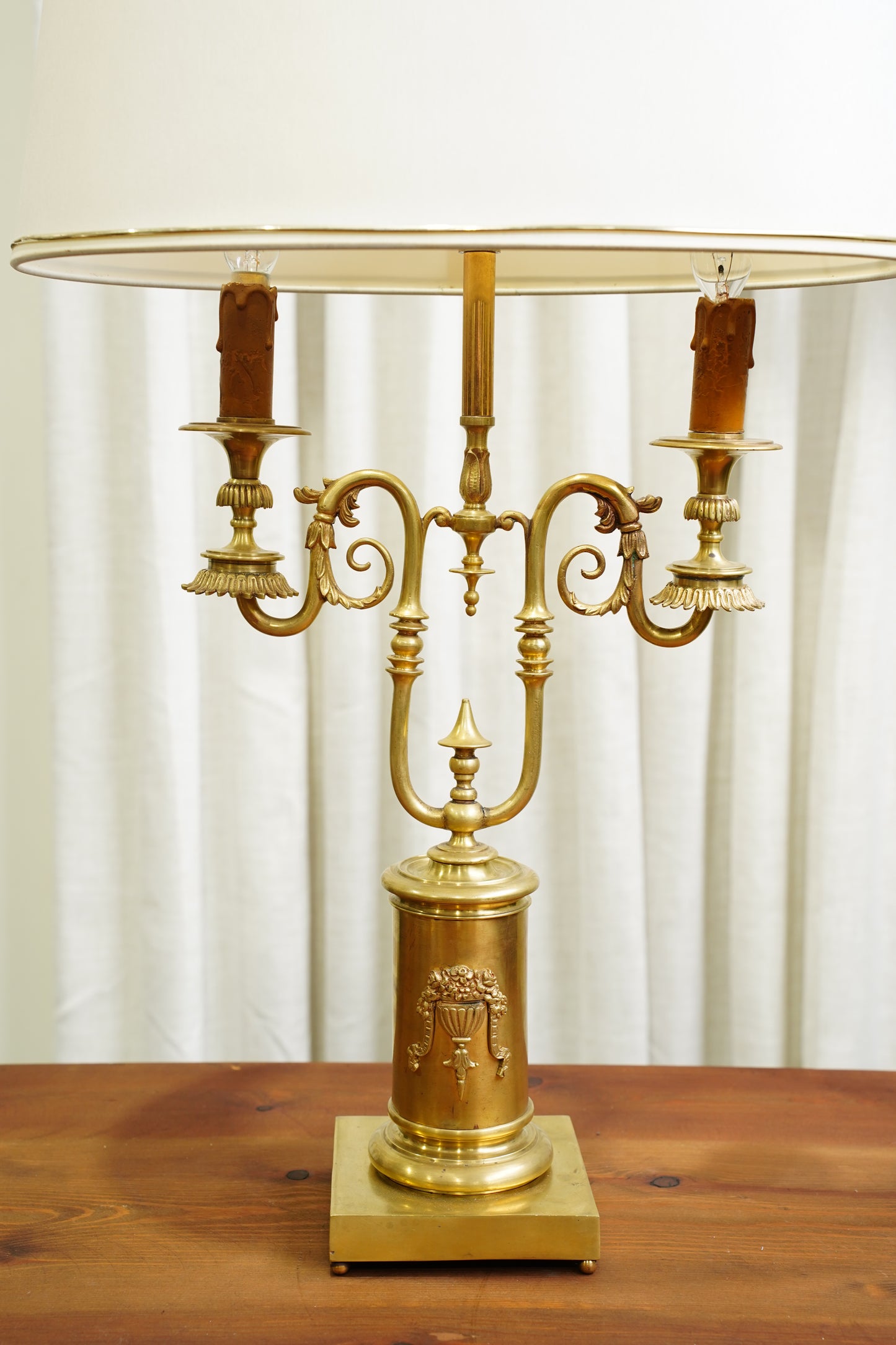 Vintage Louis XVI Style Brass Bouillotte Lamp