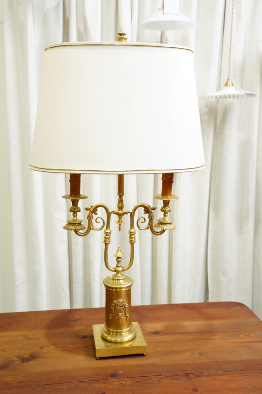 Vintage Louis XVI Style Brass Bouillotte Lamp