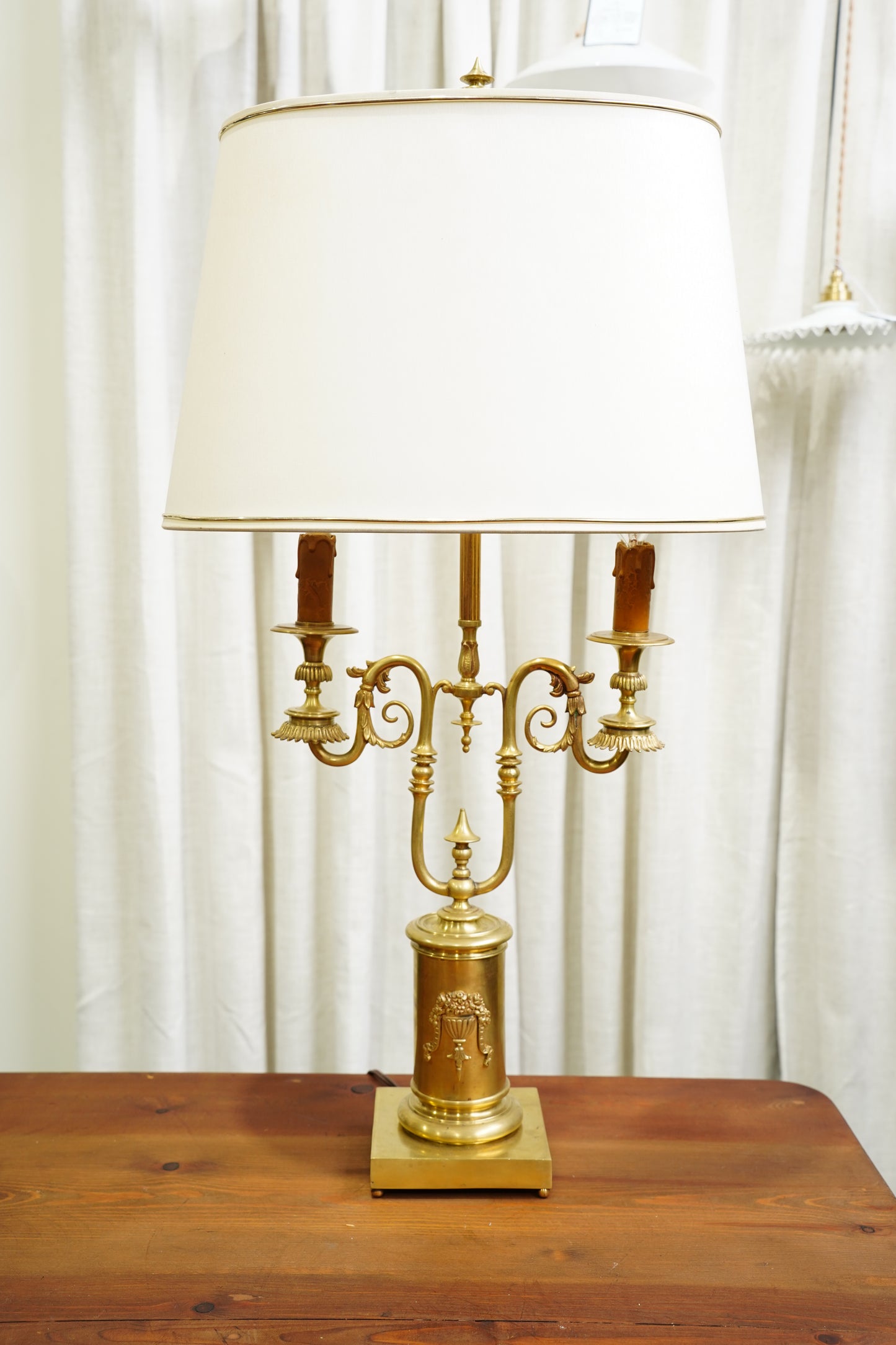 Vintage Louis XVI Style Brass Bouillotte Lamp