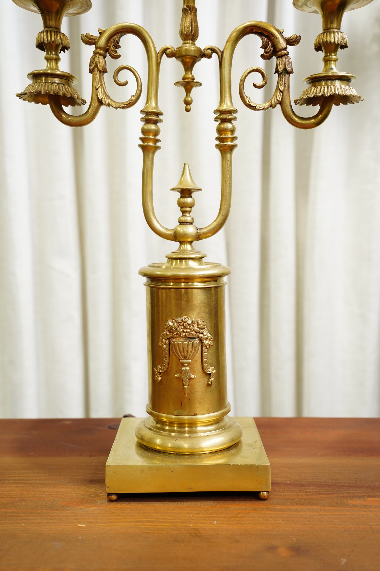 Vintage Louis XVI Style Brass Bouillotte Lamp