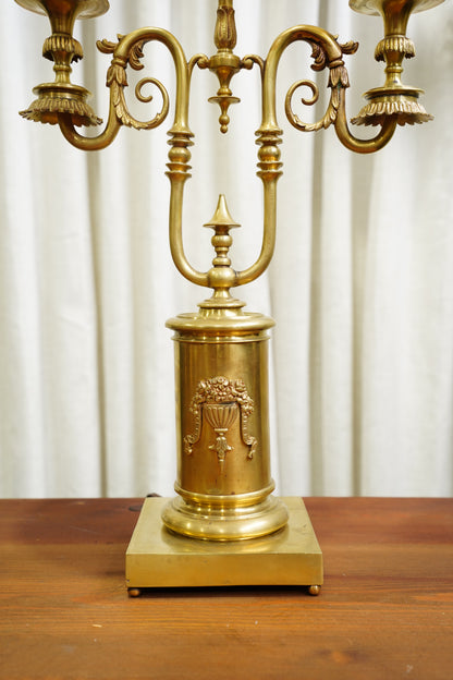 Vintage Louis XVI Style Brass Bouillotte Lamp