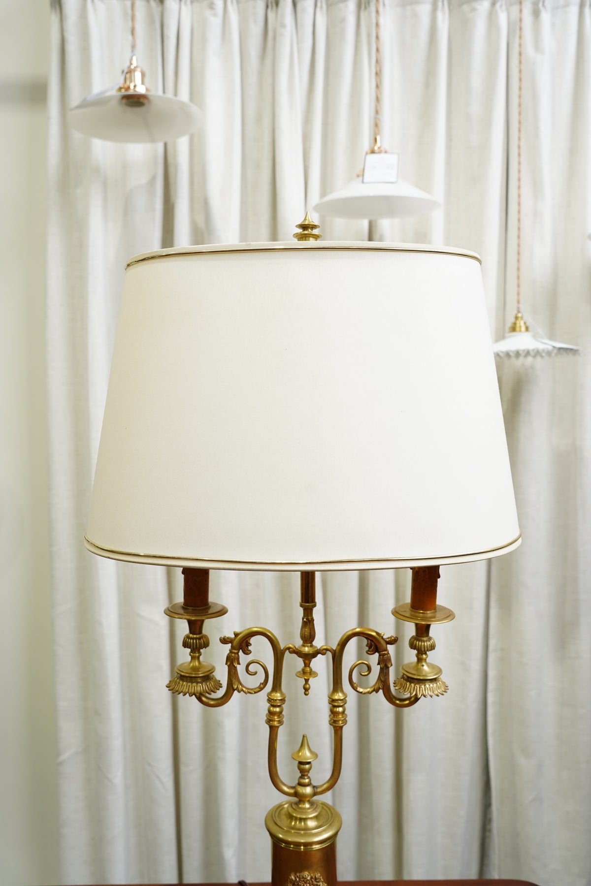 Vintage Louis XVI Style Brass Bouillotte Lamp