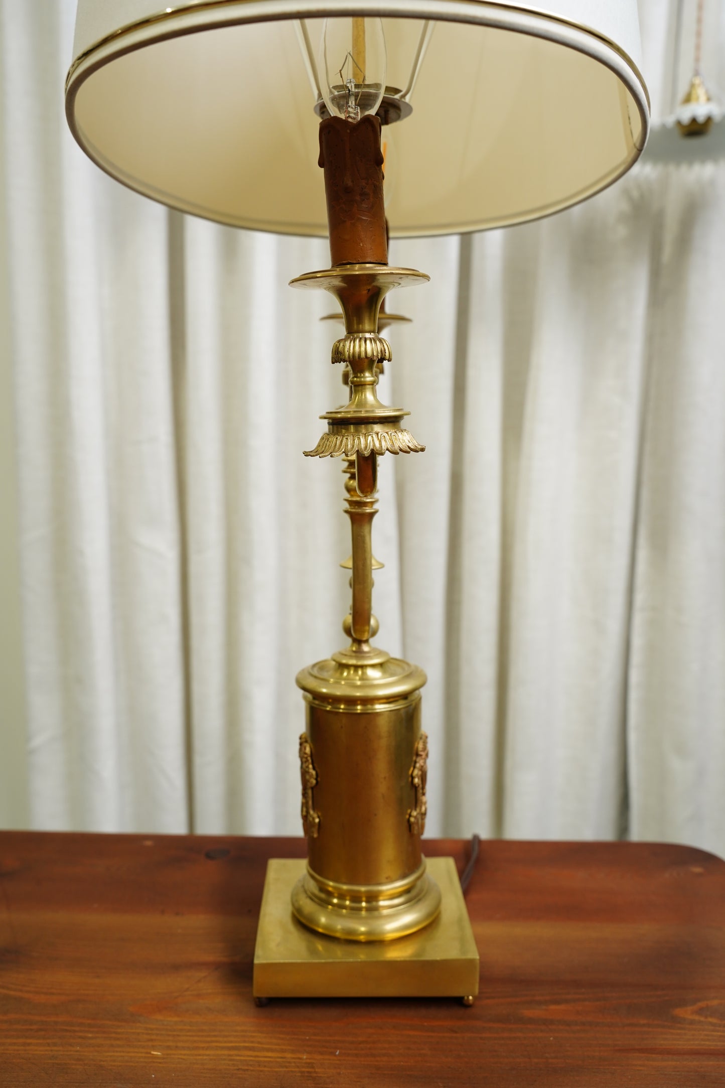 Vintage Louis XVI Style Brass Bouillotte Lamp