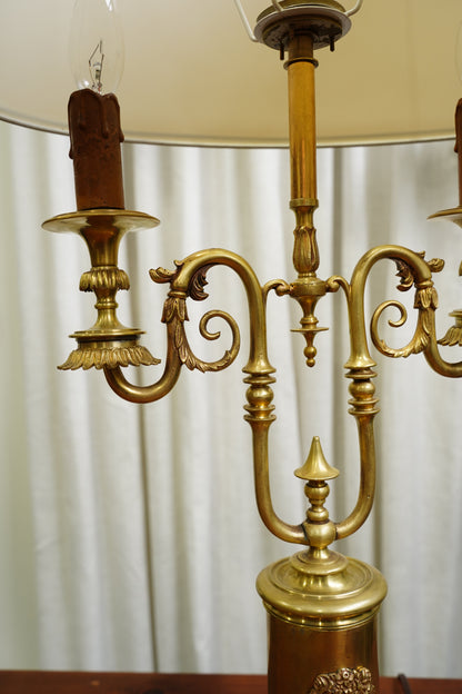 Vintage Louis XVI Style Brass Bouillotte Lamp