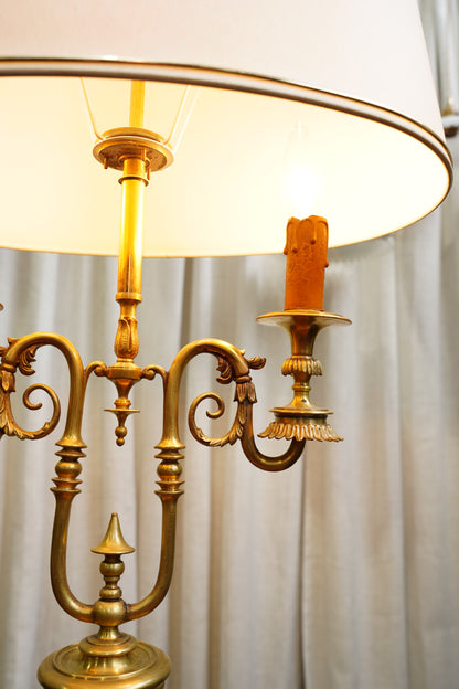 Vintage Louis XVI Style Brass Bouillotte Lamp