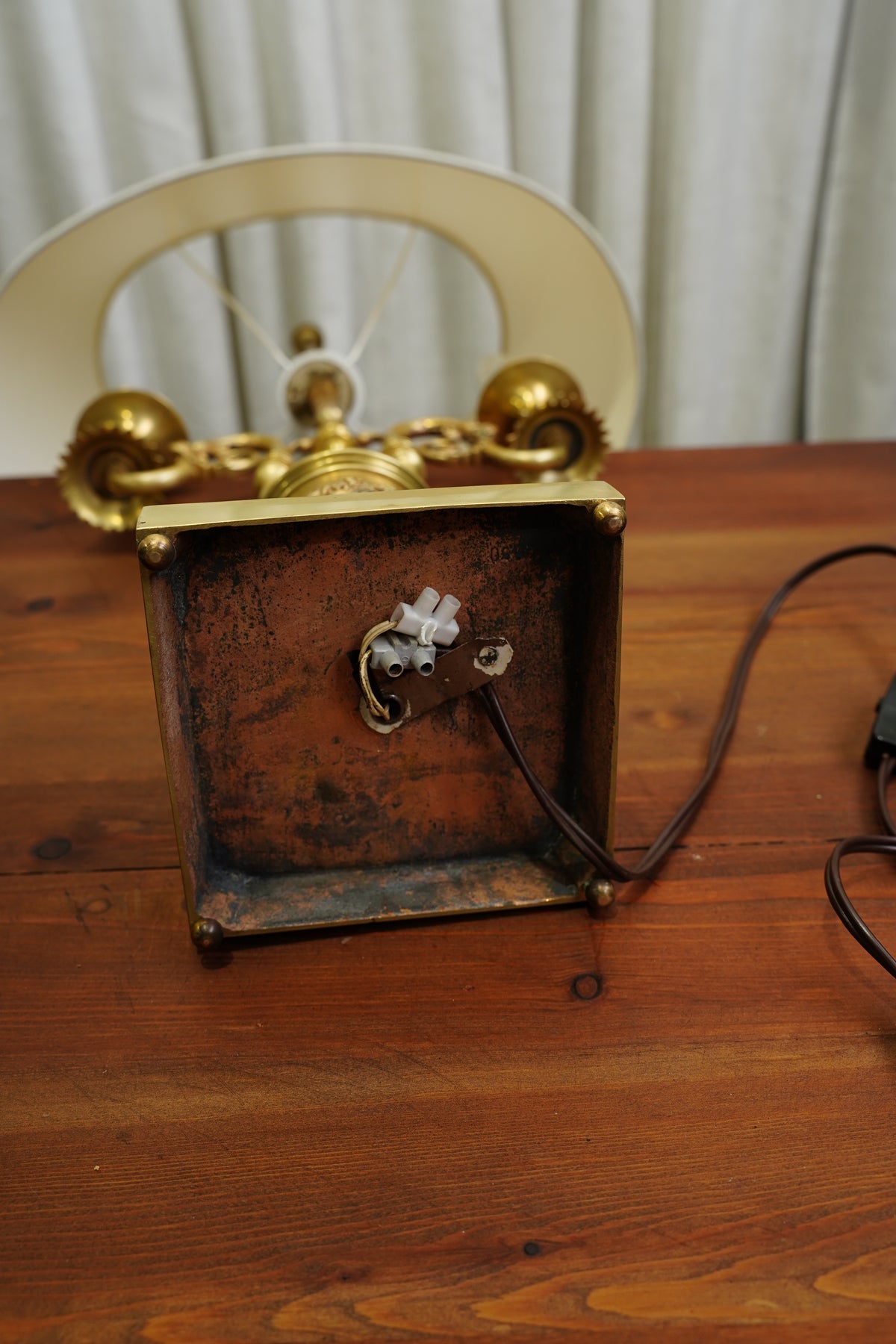 Vintage Louis XVI Style Brass Bouillotte Lamp