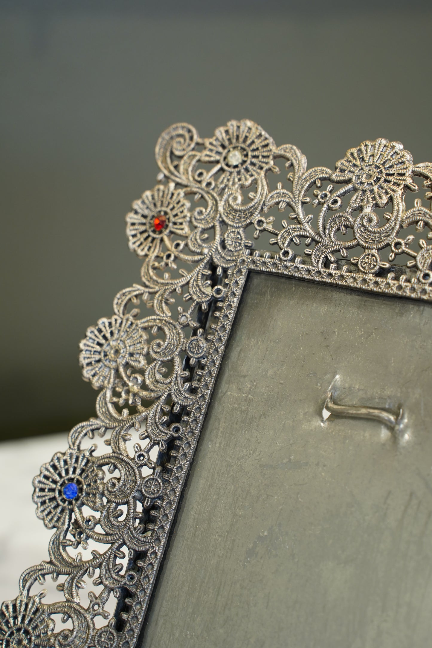 Vintage French Filigree Style Silver Tone Picture Frame