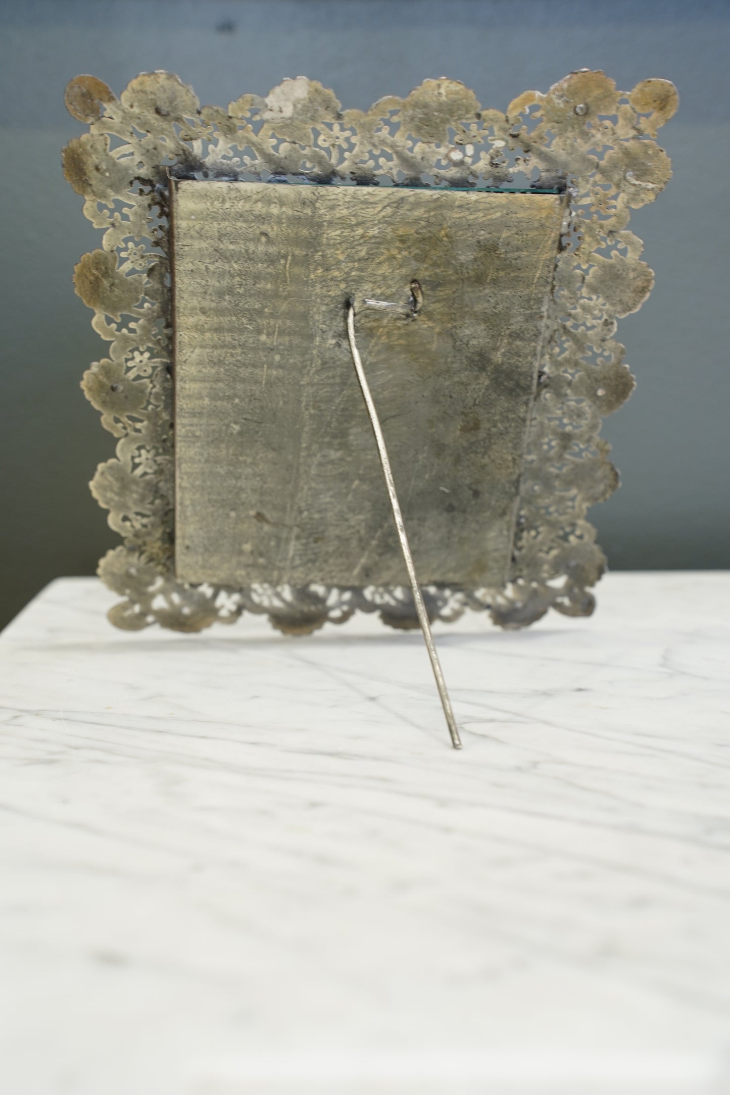 Vintage French Filigree Style Silver Tone Picture Frame