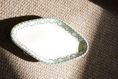 Antique Louis XVI Style French Ravier Dish, Green Transferware