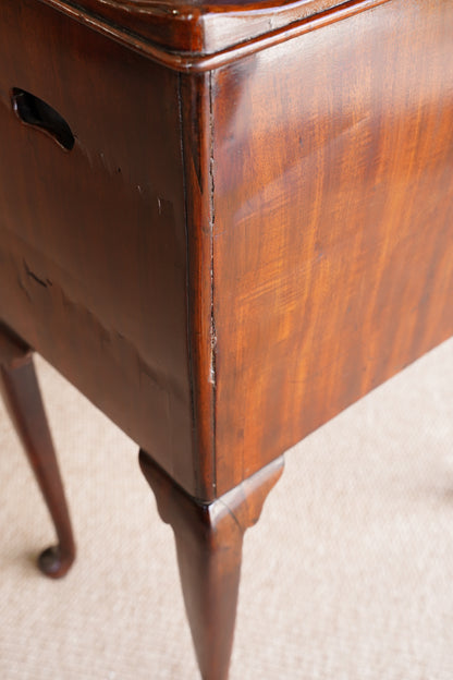Antique Edwardian Mahogany Tray-Top Tambour Bedside Cabinet
