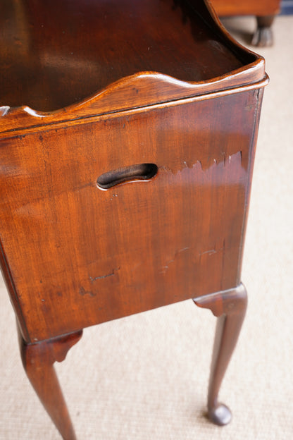 Antique Edwardian Mahogany Tray-Top Tambour Bedside Cabinet