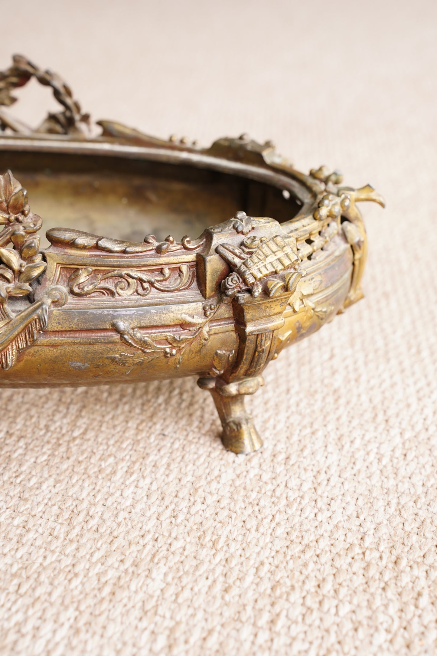 Antique French Brass Jardiniere | Centerpiece
